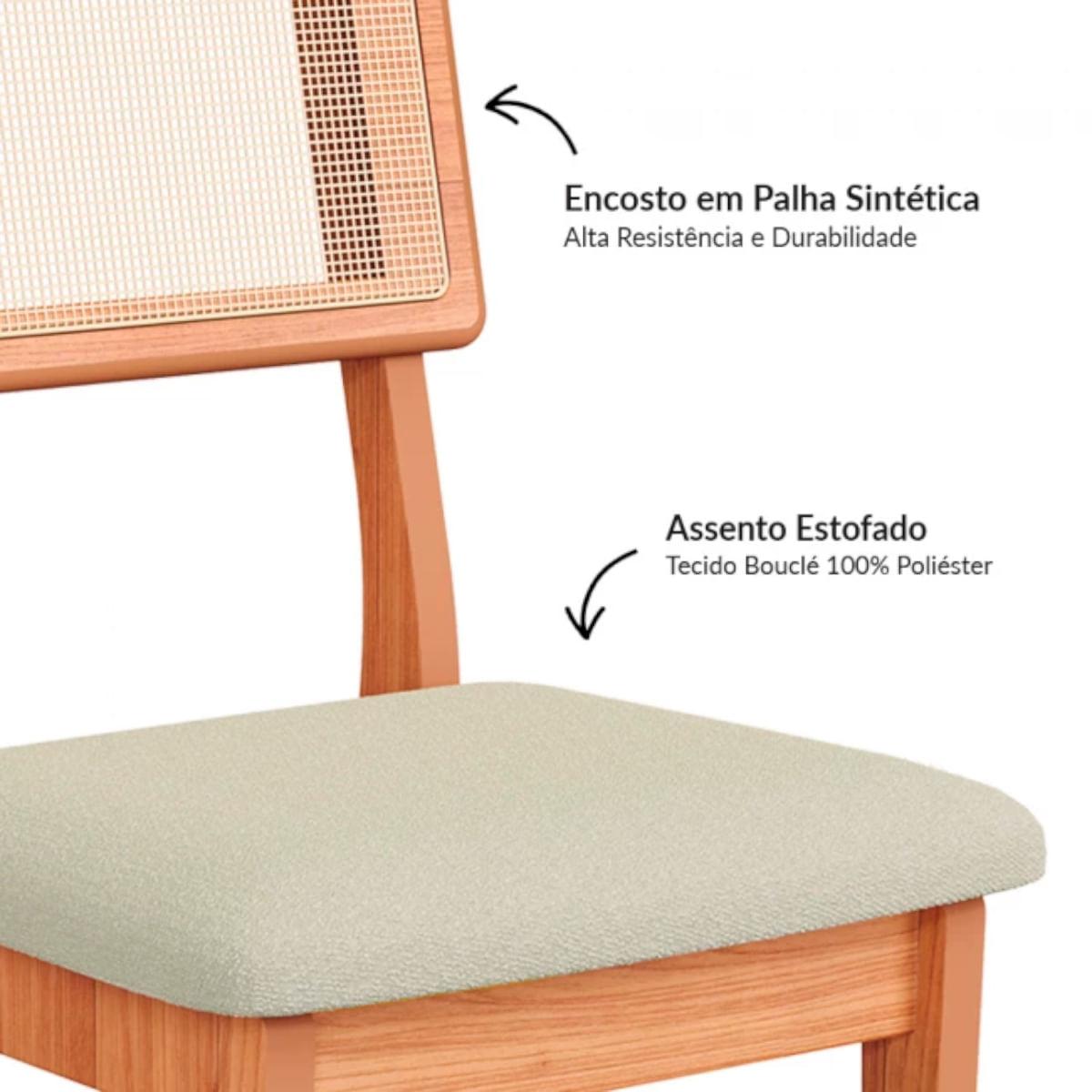 Cadeira em MDF Freijó Assento Estofado Césare Bege Encosto com Tela Dalla Costa