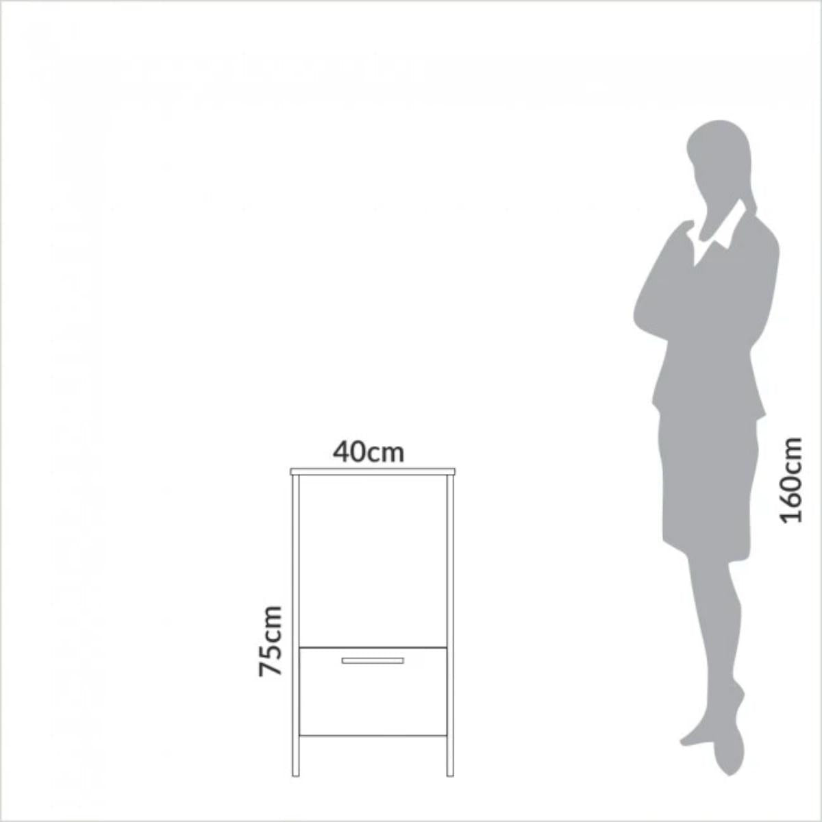 Mesa Auxiliar 1 Gaveta em MDF 40x46x75cm Freijó Preto Dalla Costa