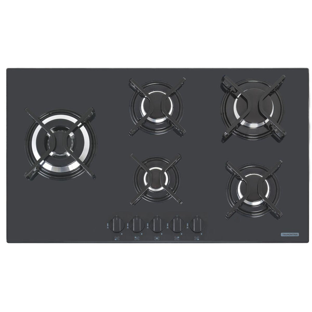Cooktop a Gás Tramontina Penta Side Plus 5GG B Tri 90 em Vidro Temperado Preto