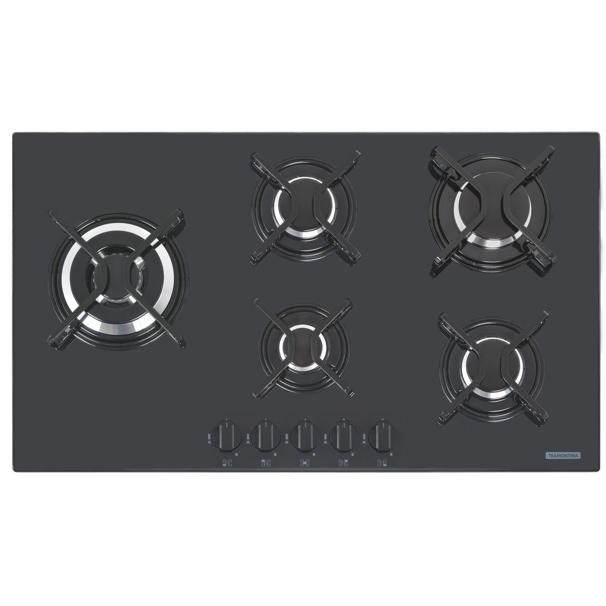 Cooktop a Gás Tramontina Penta Side Plus 5GG B Tri 90 em Vidro Temperado Preto