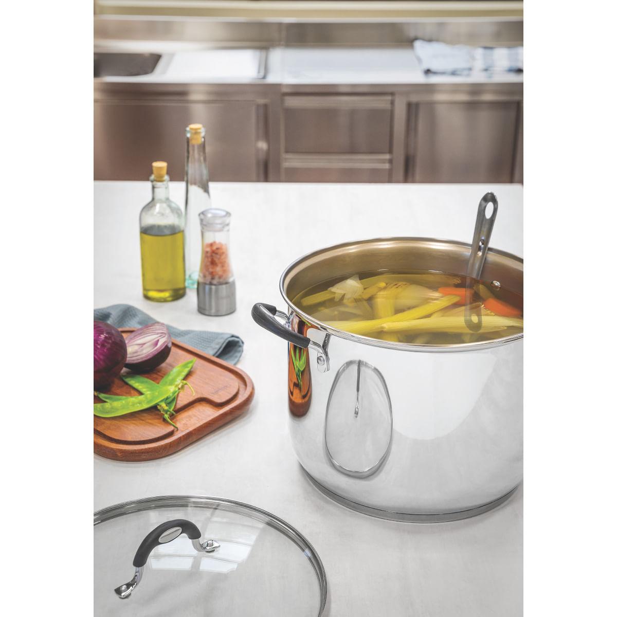 Caldeirão Tramontina Astro Aço Inox Tampa de Vidro 28 cm 11,4 Litros