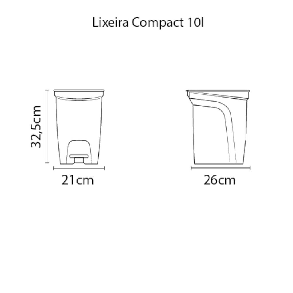 Lixeira Tramontina Compact 10 L em Polipropileno Preto com Haste em Aço Galvanizado