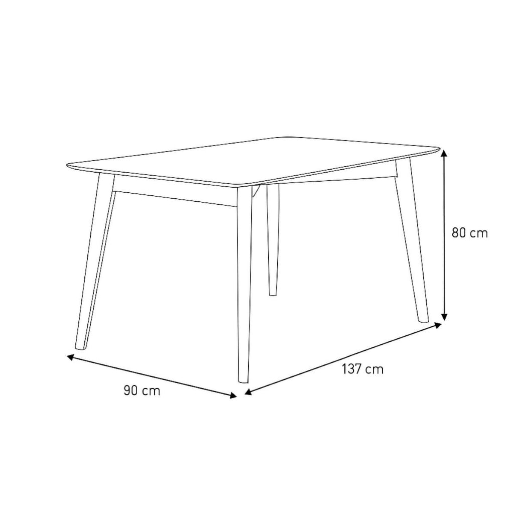 Mesa de Jantar em Madeira Livie 137x90cm Natural Acetinado Piratini
